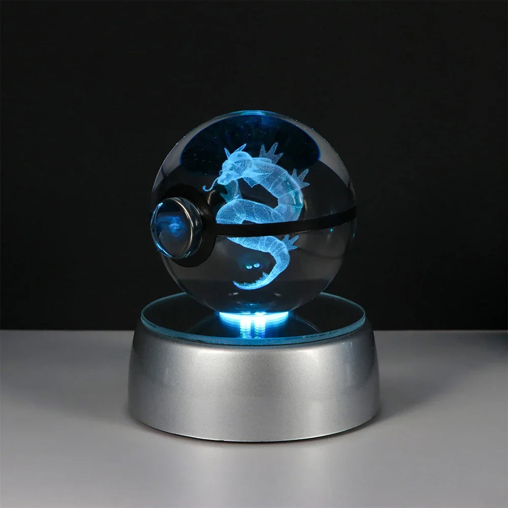 🪐 Pokémon 3D Crystal Ball LED Night Light – Pikachu, Gengar, Eevee & Mewtwo