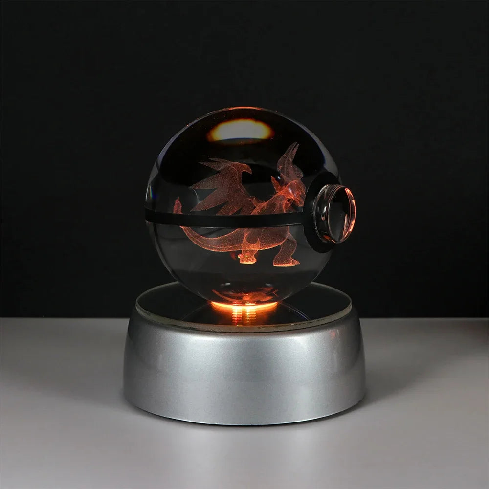 🪐 Pokémon 3D Crystal Ball LED Night Light – Pikachu, Gengar, Eevee & Mewtwo