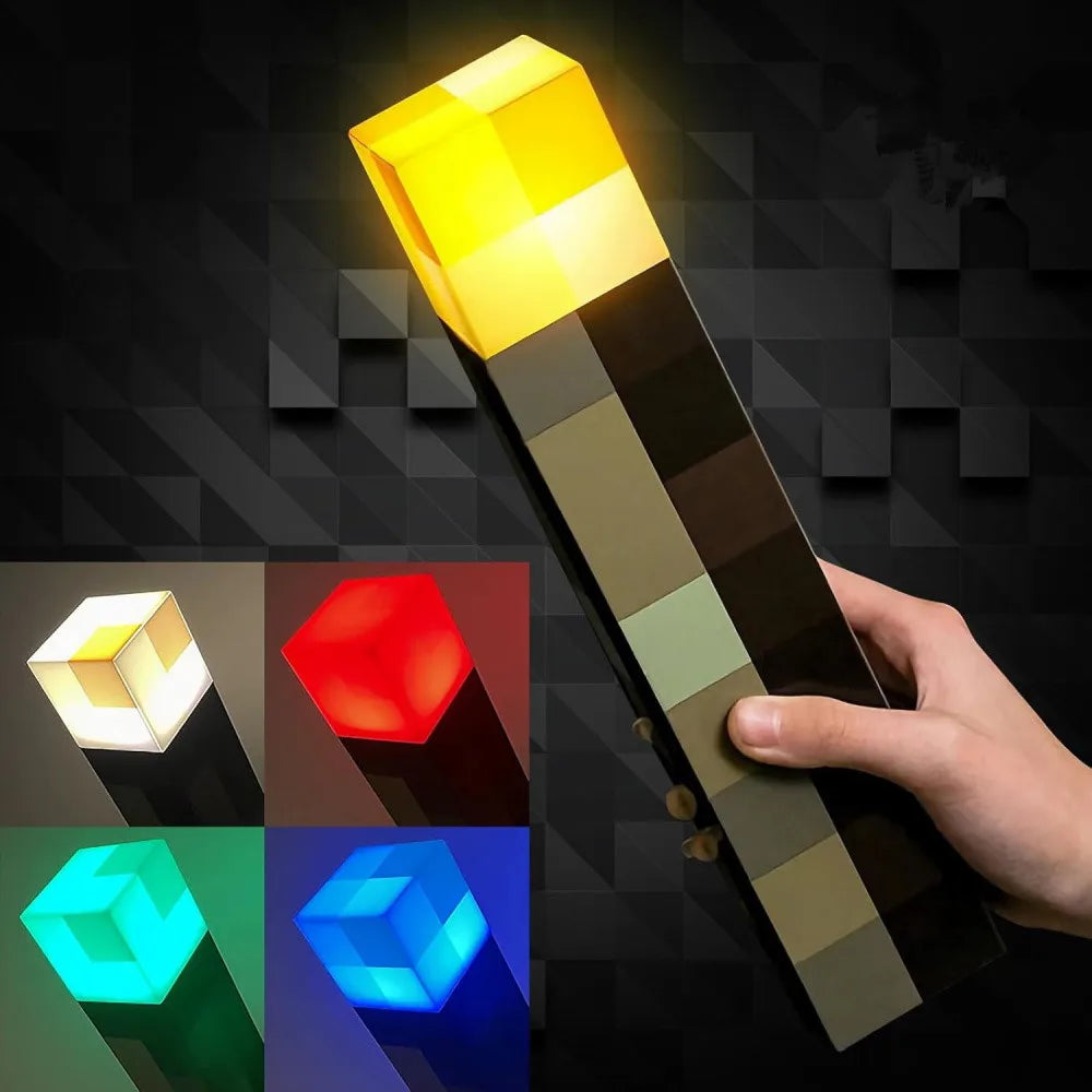 🪔 MC Game Brownstone Torch Lamp Figure – 4 Colors LED Night Light