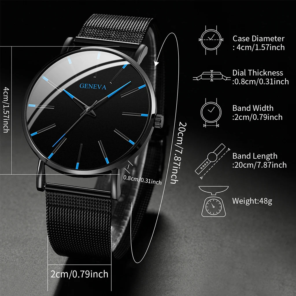 ⌚ Fashion Ultra-thin Men’s Business Watch – Steel Mesh Band Quartz Watch