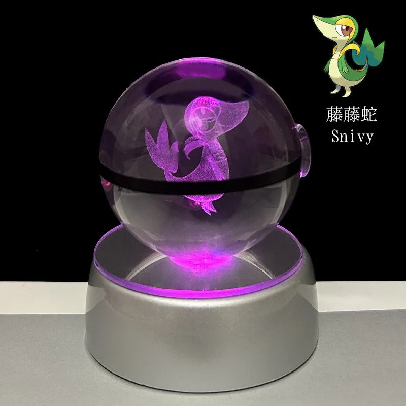🪐 Pokémon 3D Crystal Ball LED Night Light – Pikachu, Gengar, Eevee & Mewtwo