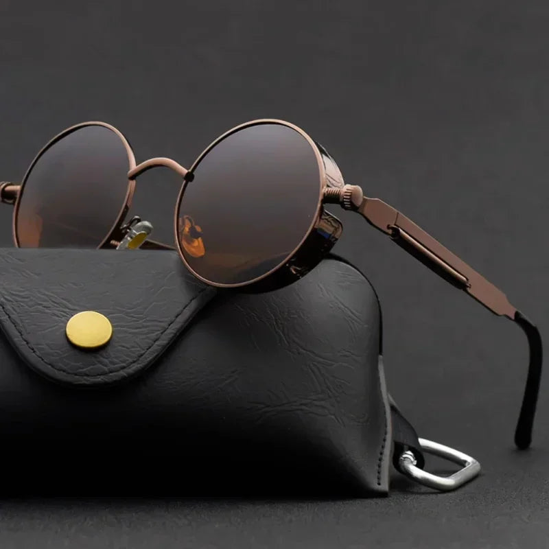 🕶️ Classic Steampunk Sunglasses – Retro Round Metal Frame for Men & Women