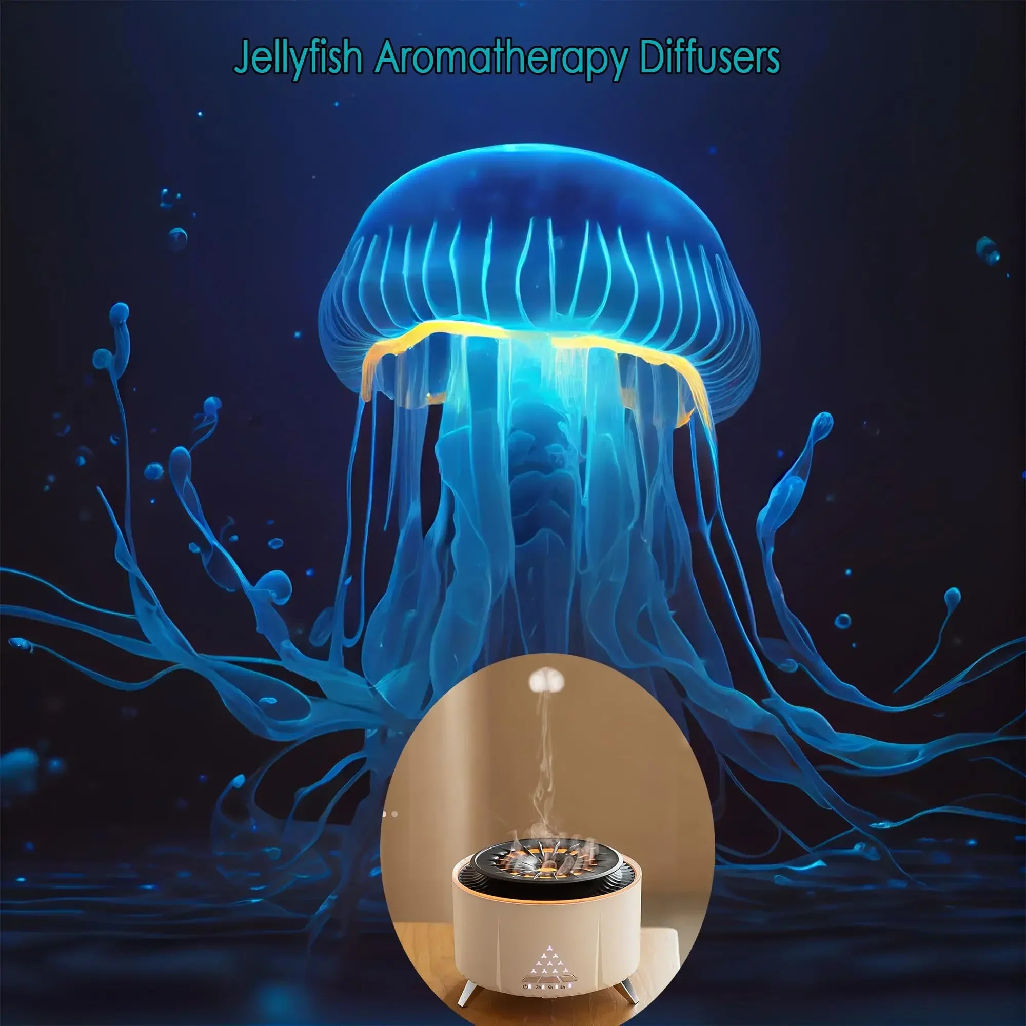 🌋 Volcano Jellyfish Mist Essential Oil Diffuser – 350ml, Night Light, Ultrasonic Cool Mist
