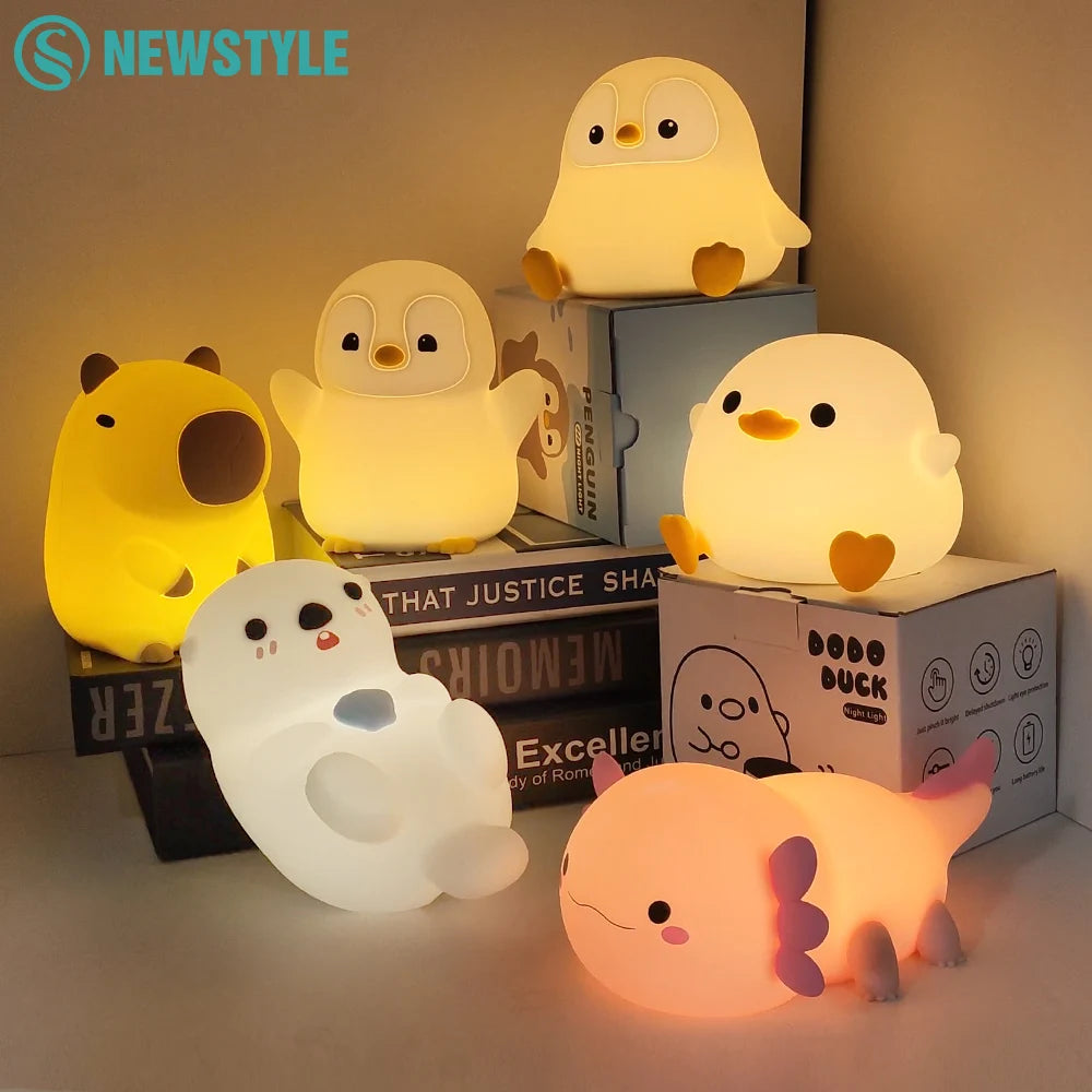 🐰 Kids Silicone Animal Night Light – USB Rechargeable LED Lamp