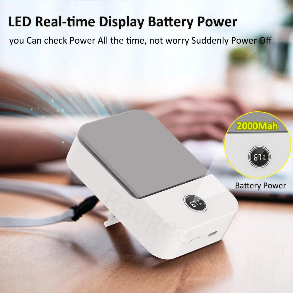 🌀 ❄️ 4-in-1 Portable Rechargeable Fan | Handheld, Neck, Waist & Desk