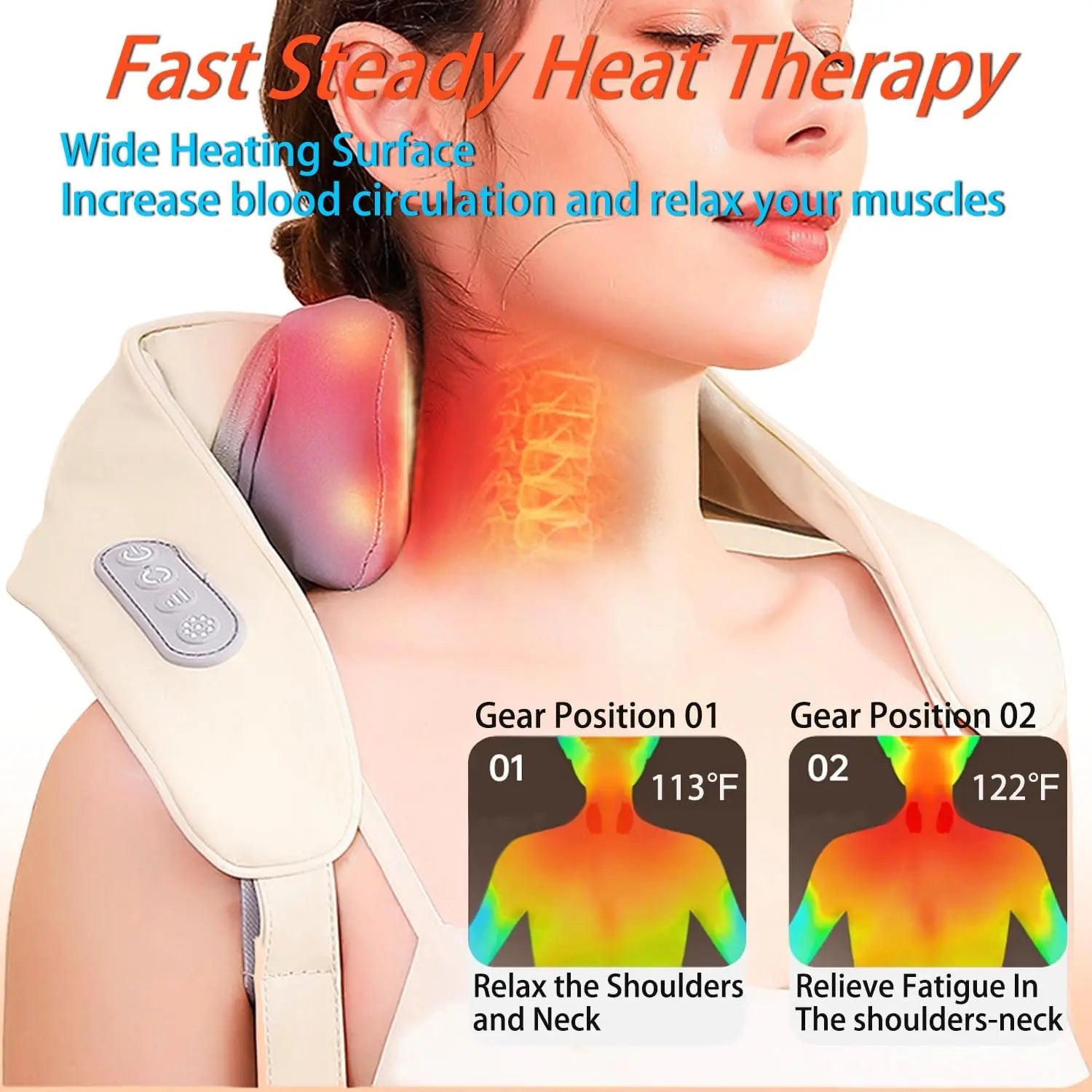 💆‍♀️ 20W Beige Neck & Shoulder Massager – Wireless Kneading Massage Shawl