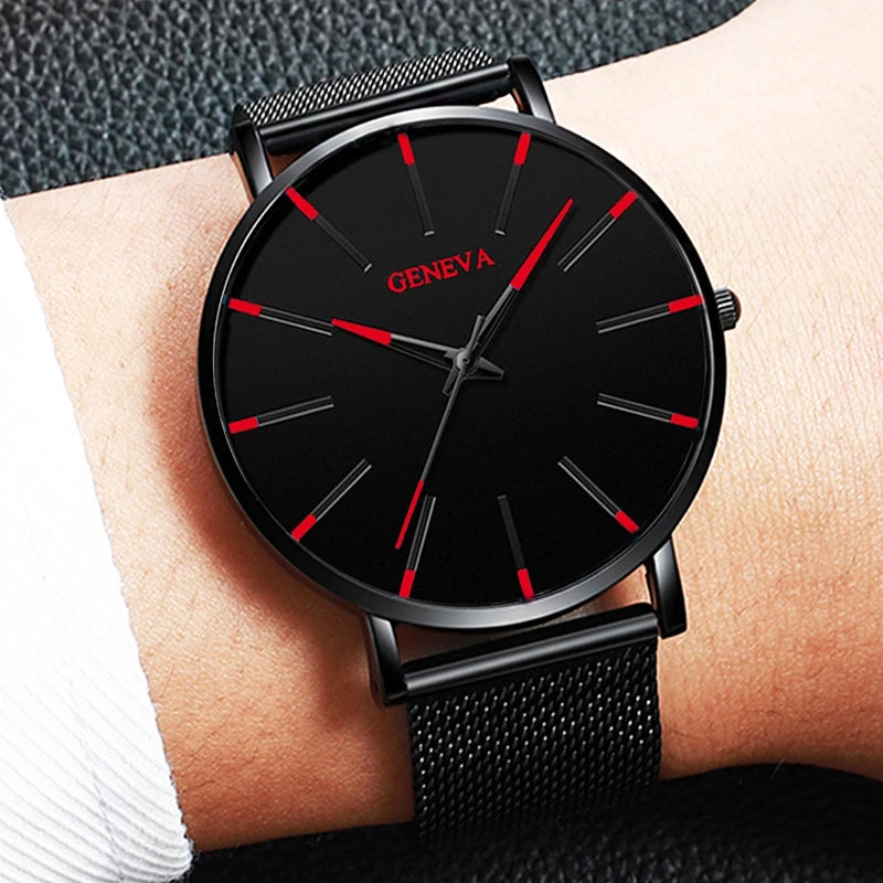 ⌚ Fashion Ultra-thin Men’s Business Watch – Steel Mesh Band Quartz Watch