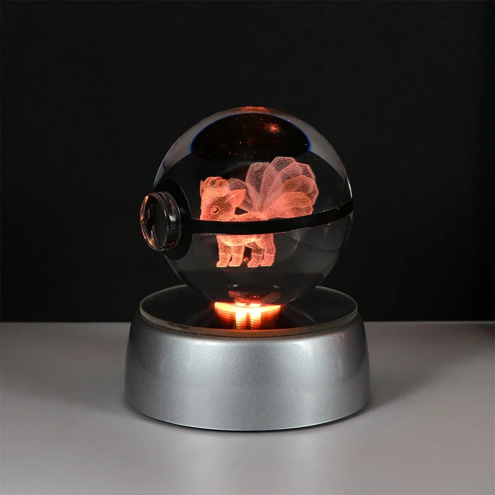 🪐 Pokémon 3D Crystal Ball LED Night Light – Pikachu, Gengar, Eevee & Mewtwo
