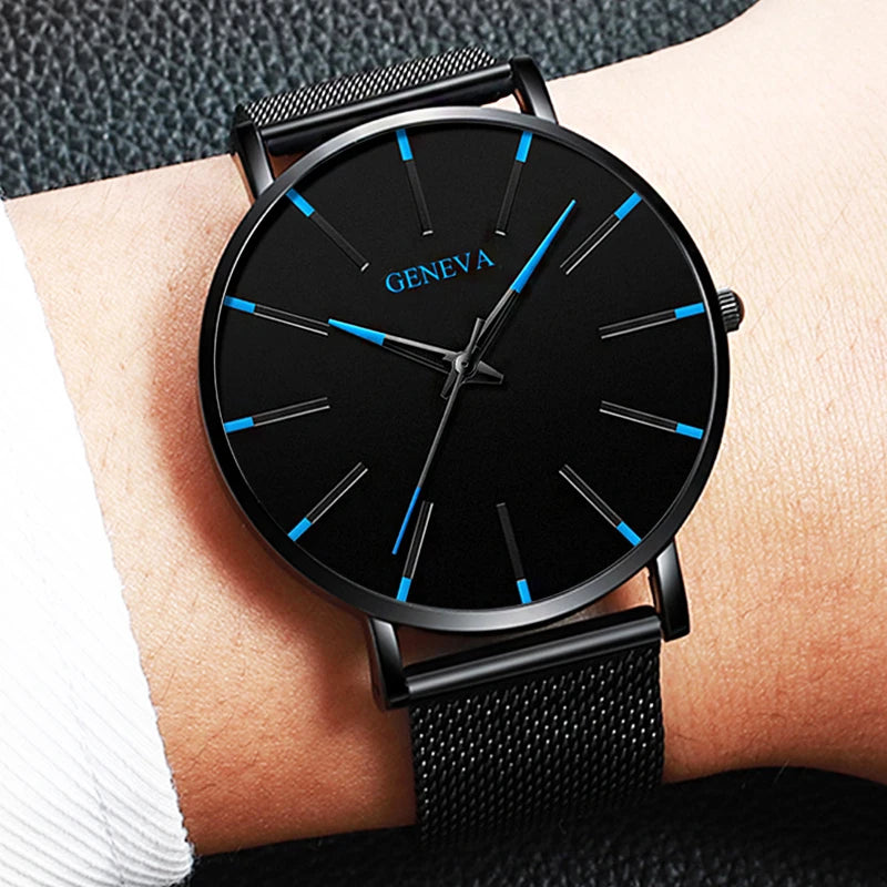 ⌚ Fashion Ultra-thin Men’s Business Watch – Steel Mesh Band Quartz Watch