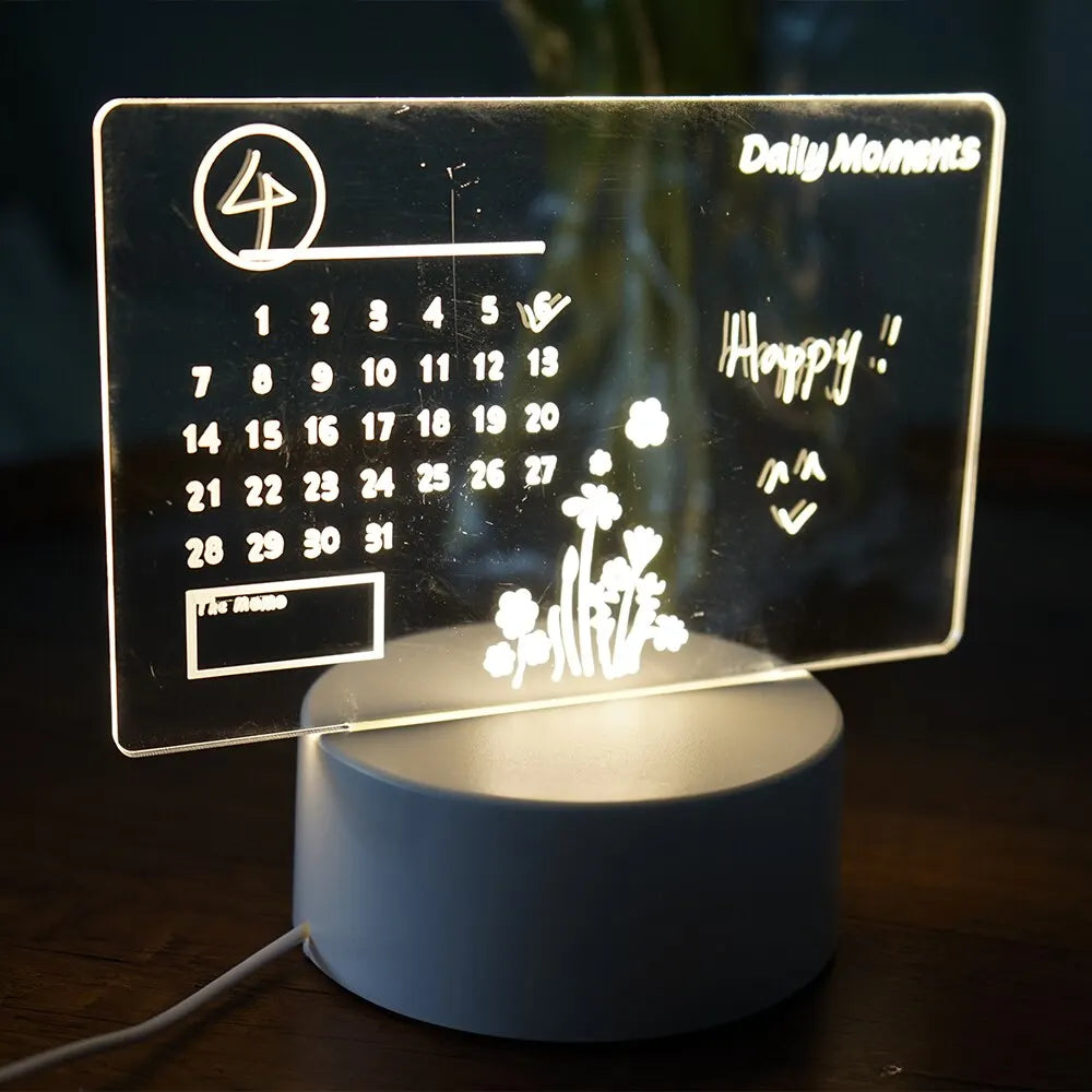 💡 Creative LED Note Board Night Light – USB Rewritable Message Board
