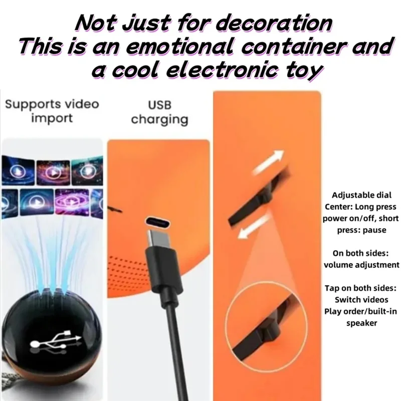 🌌 3D Crystal Ball with Video Projection – Artistic Desktop Decor & Collectible Gift