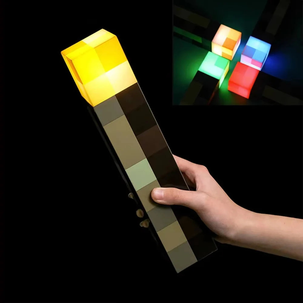 🪔 MC Game Brownstone Torch Lamp Figure – 4 Colors LED Night Light