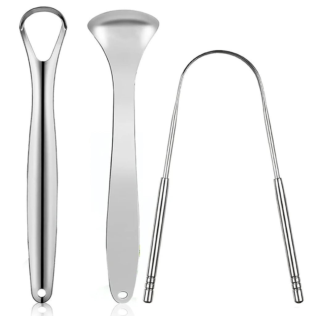 👅 Premium Stainless Steel Tongue Scraper – Cleaner for Adults & Kids