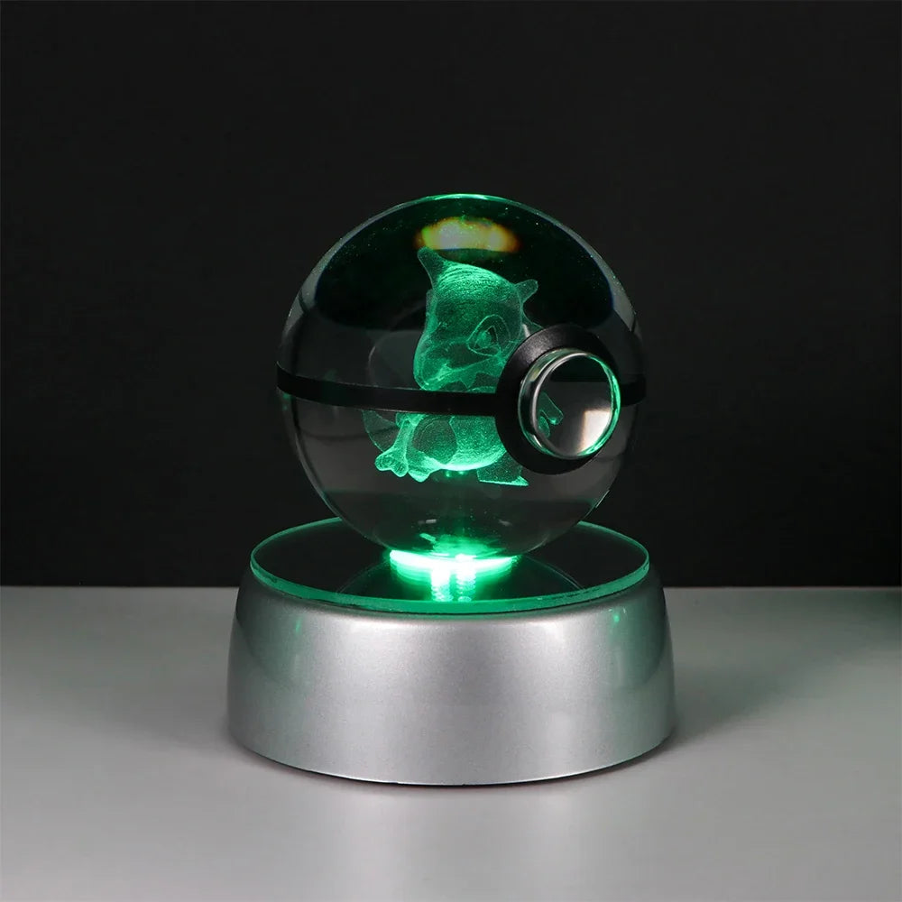 🪐 Pokémon 3D Crystal Ball LED Night Light – Pikachu, Gengar, Eevee & Mewtwo