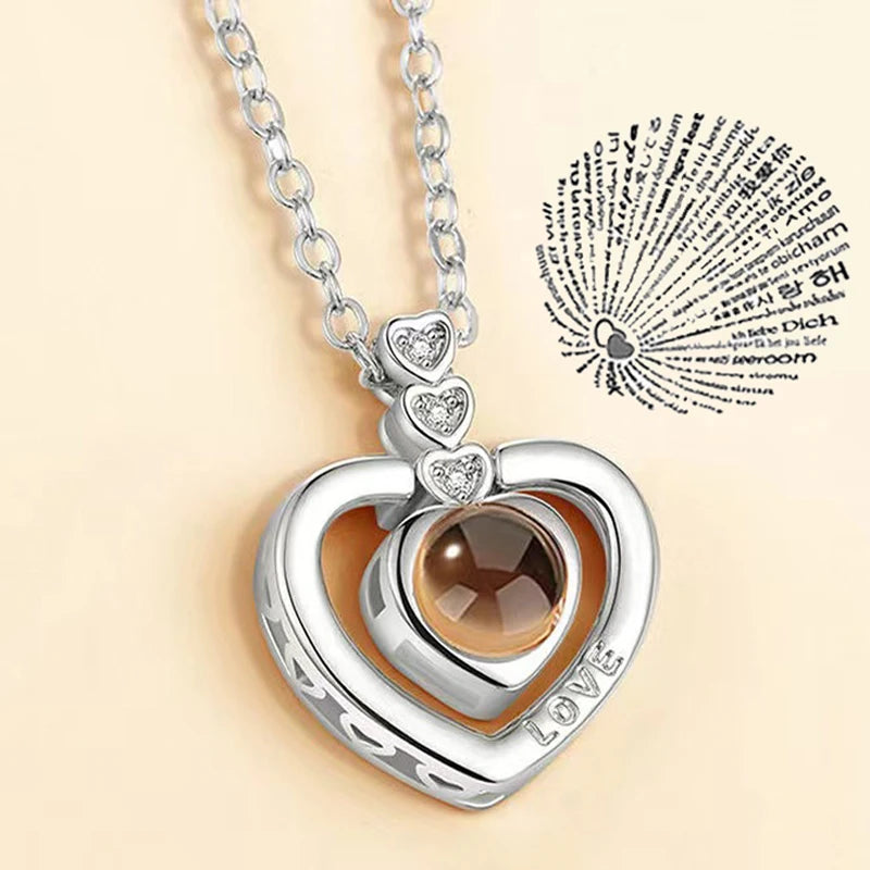 💖 Projection Necklace – 100 Languages "I Love You" Pendant