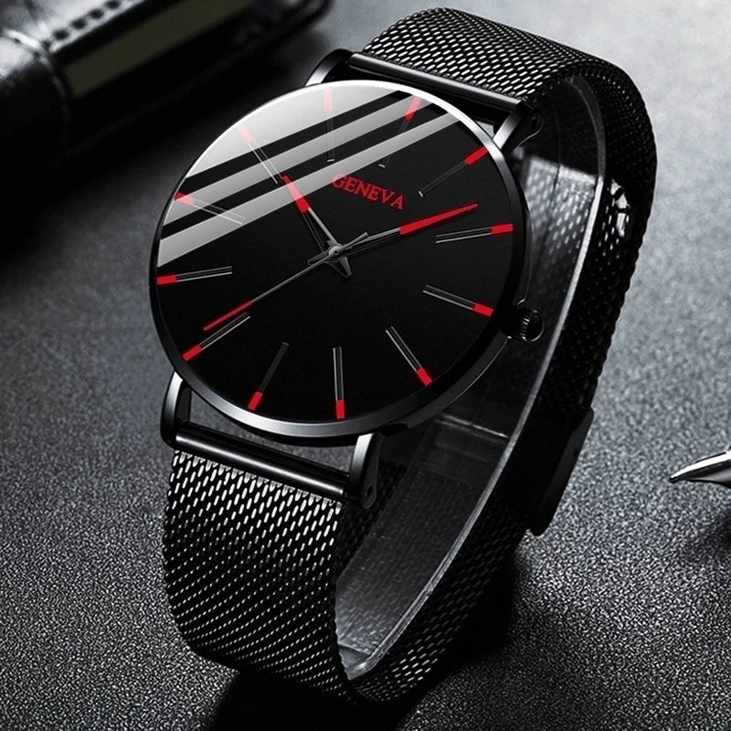 ⌚ Fashion Ultra-thin Men’s Business Watch – Steel Mesh Band Quartz Watch