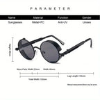 🕶️ Classic Steampunk Sunglasses – Retro Round Metal Frame for Men & Women