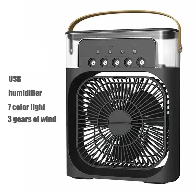 💨3-in-1 Mini Air Cooler, Fan & Humidifier with LED Night Light – Portable, USB Powered, Low-Noise