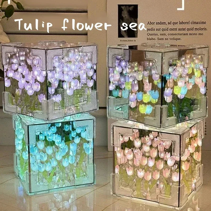 🌷 DIY 3D Tulip Flower Sea Night Lamp Kit – Romantic Creative Gift