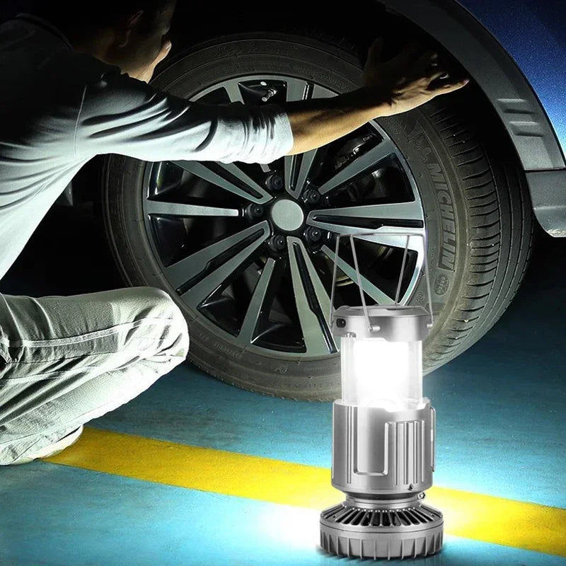 ☀️🌬️ 4-in-1 Solar Rechargeable Fan & Camping Night Light with Power Bank