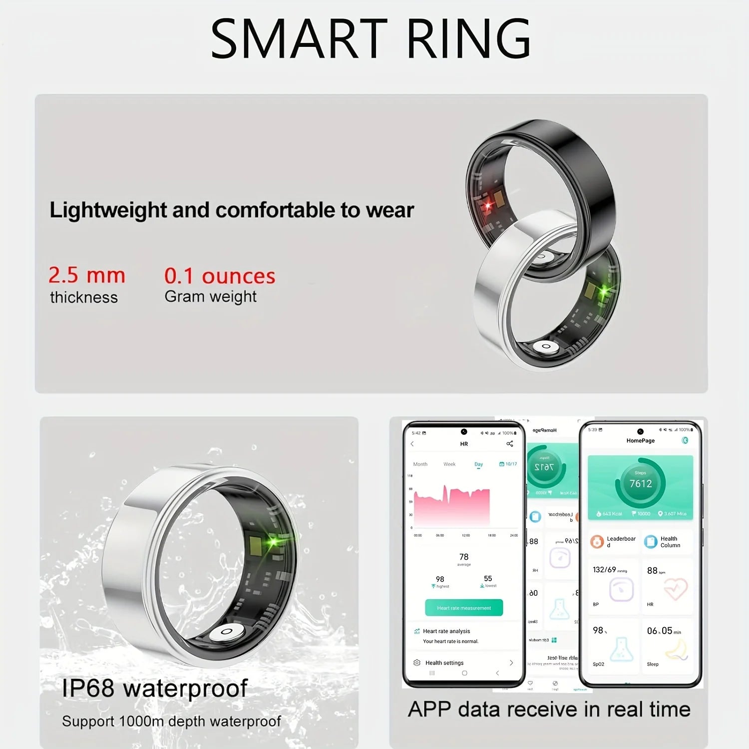 💍 Smart Ring – Sleep Tracking & Motion Monitoring | Compatible with iPhone & Android