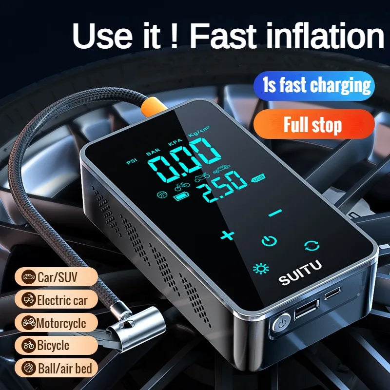 Wireless Air Pump 150psi Touch Screen Portable Electric Tire Inflator For Car Bicycle Motorcycle Mini Air Compressor Injector