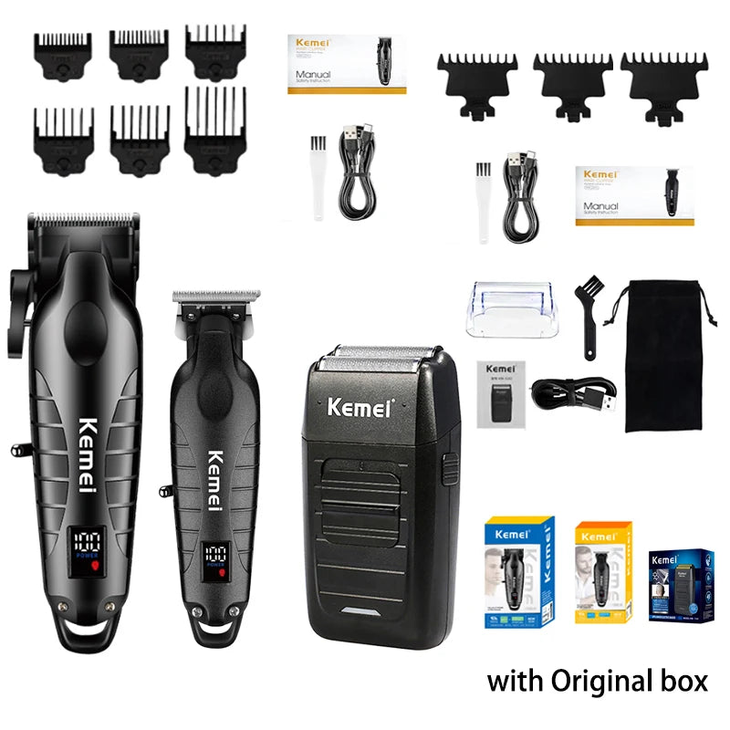 ✂️ Kemei Professional Hair Clippers & Shavers – Rechargeable Electric Grooming Tools