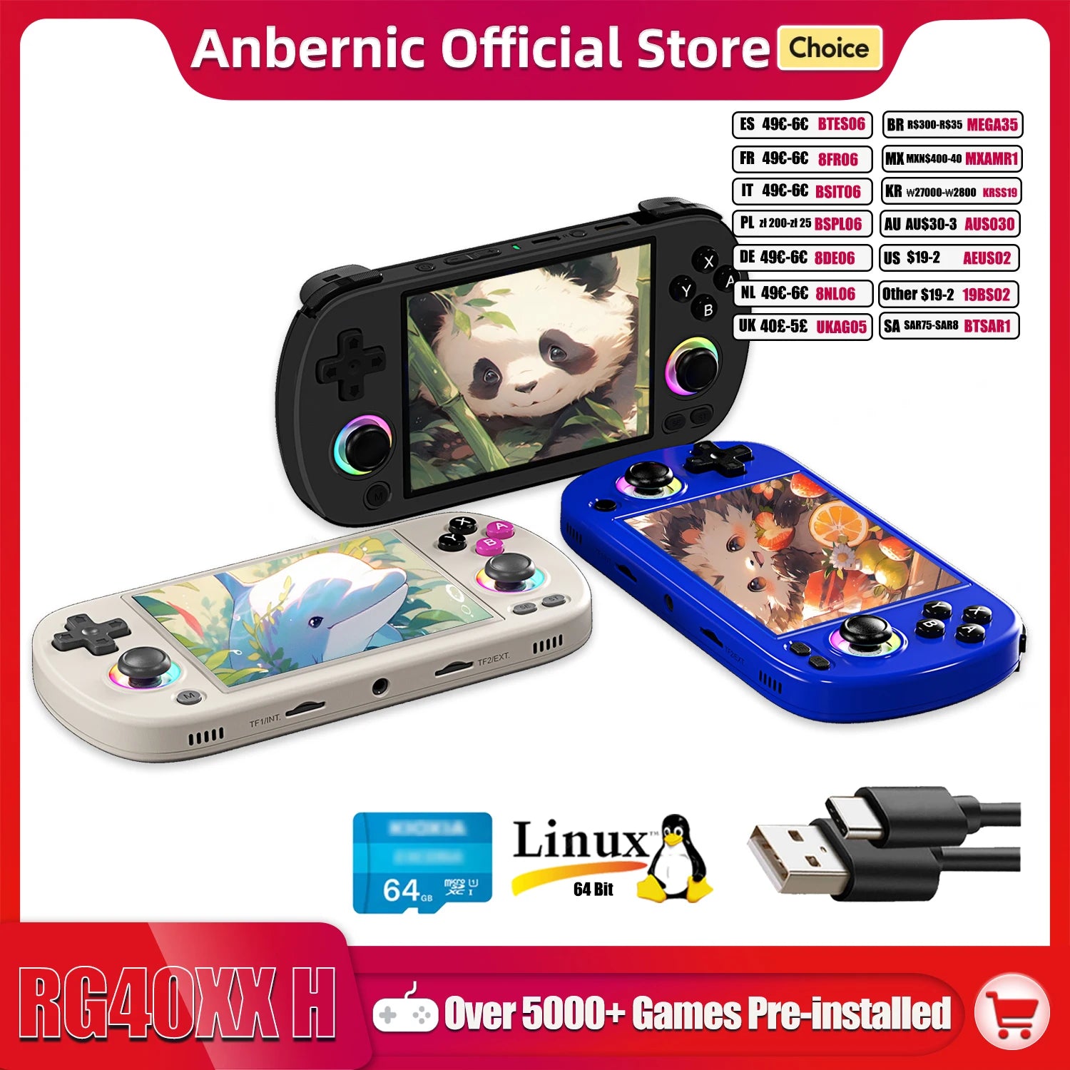 🎮 Anbernic RG40XX H Retro Handheld Game Console – 5000+ Games Preloaded