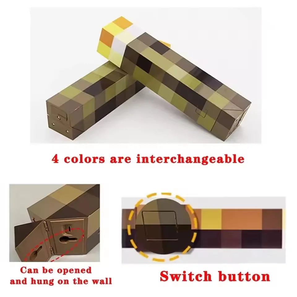 🪔 MC Game Brownstone Torch Lamp Figure – 4 Colors LED Night Light