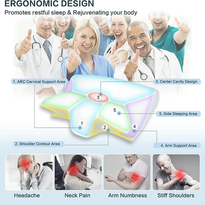 🛏️ Memory Foam Wedge Neck Pillow – Anti-Snore & Anti-Apnea Support