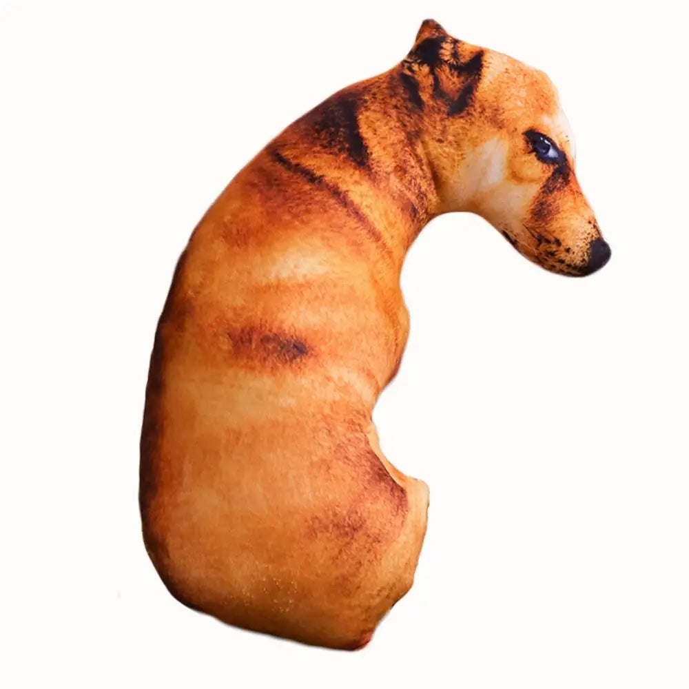 🐶 3D Lifelike Animal Cute Bend Dog Printed Throw Pillow – Funny Dog Head Cosplay Cushion for Kids and Home