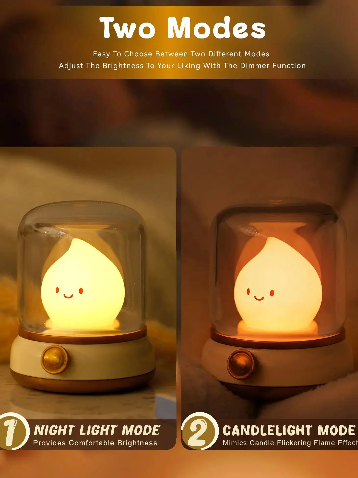 Flameless LED Lamp | USB-Powered Night Light with Realistic Flame Effect