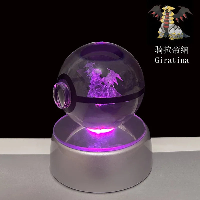 🪐 Pokémon 3D Crystal Ball LED Night Light – Pikachu, Gengar, Eevee & Mewtwo