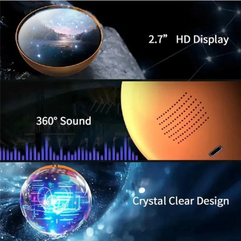 🌌 3D Crystal Ball with Video Projection – Artistic Desktop Decor & Collectible Gift