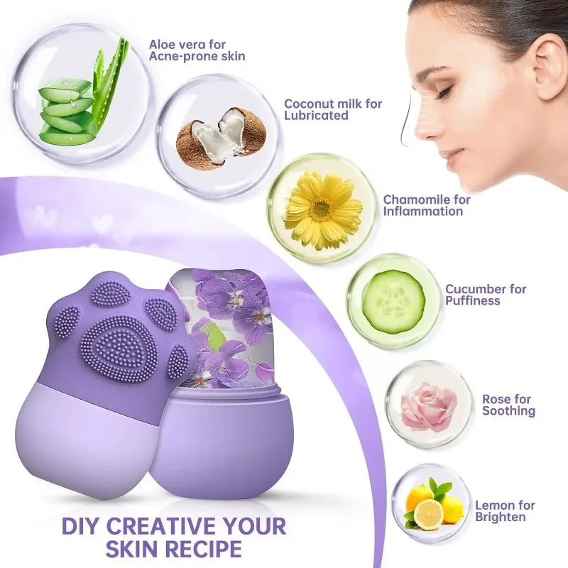 ❄️ Silicone Ice Cube Trays & Facial Massager – Beauty Lifting & Contouring